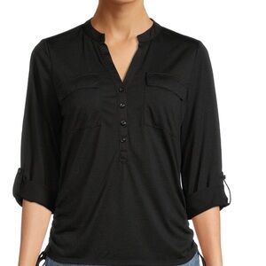 Merona Black Buttoned Blouse